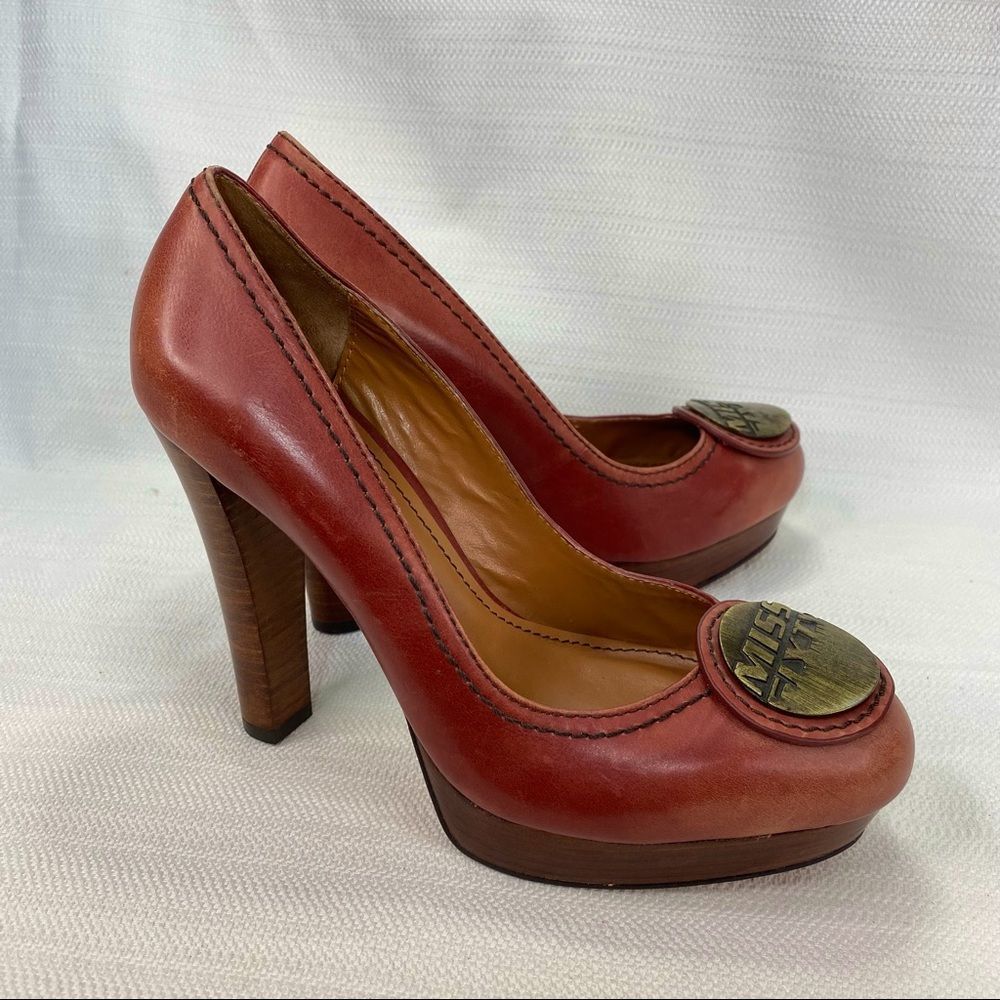 Rare Miss Sixty Leather Platform High Heels 4.5” Dusty Rose Pink Size 37 / 6.5